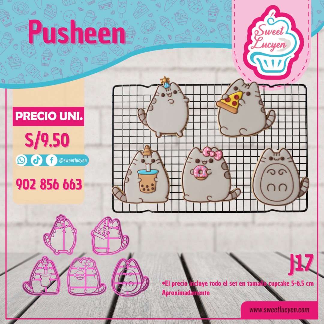 Set 5 cortadores Pusheen