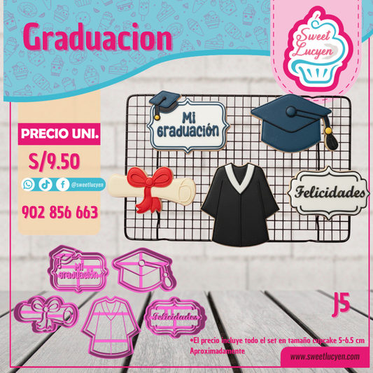 Set 5 cortadores Cupcake GRADUACION J5