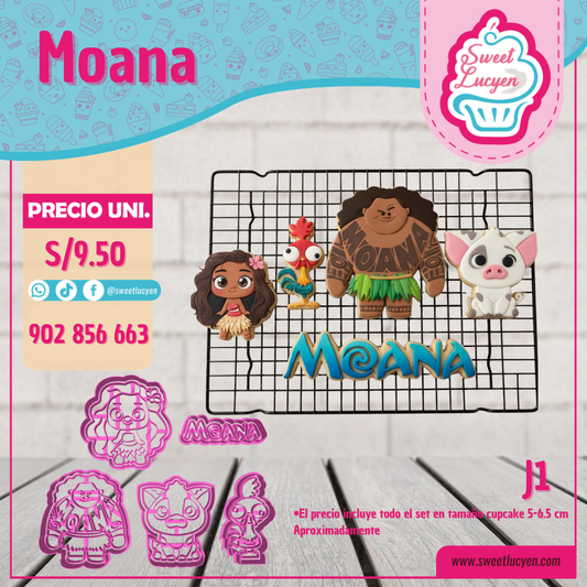 Set 5 cortadores Cupcake MOANA