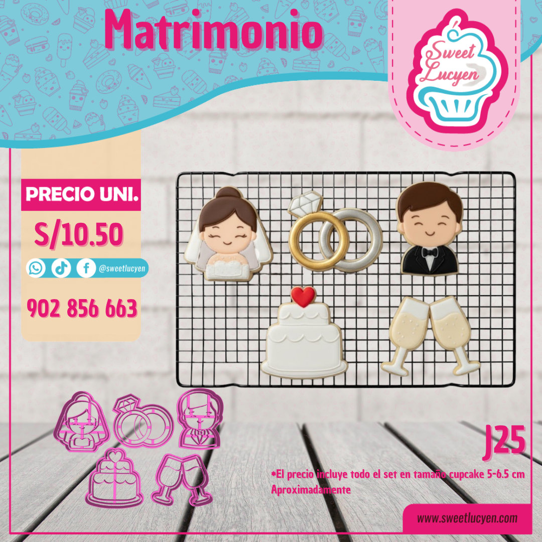 Set 5 cortadores Matrimonio