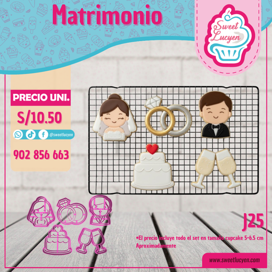 Set 5 cortadores Matrimonio