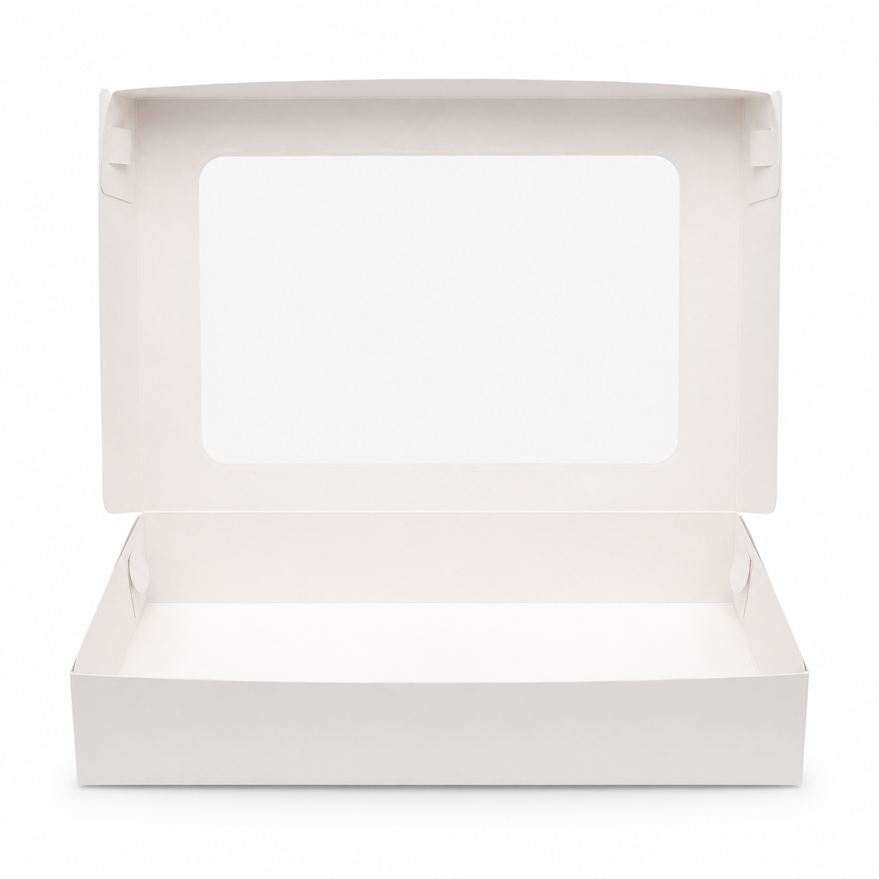 CAJA BOCADITOS BLANCA CON VENTANA PAQUETE X6 UNIDADES