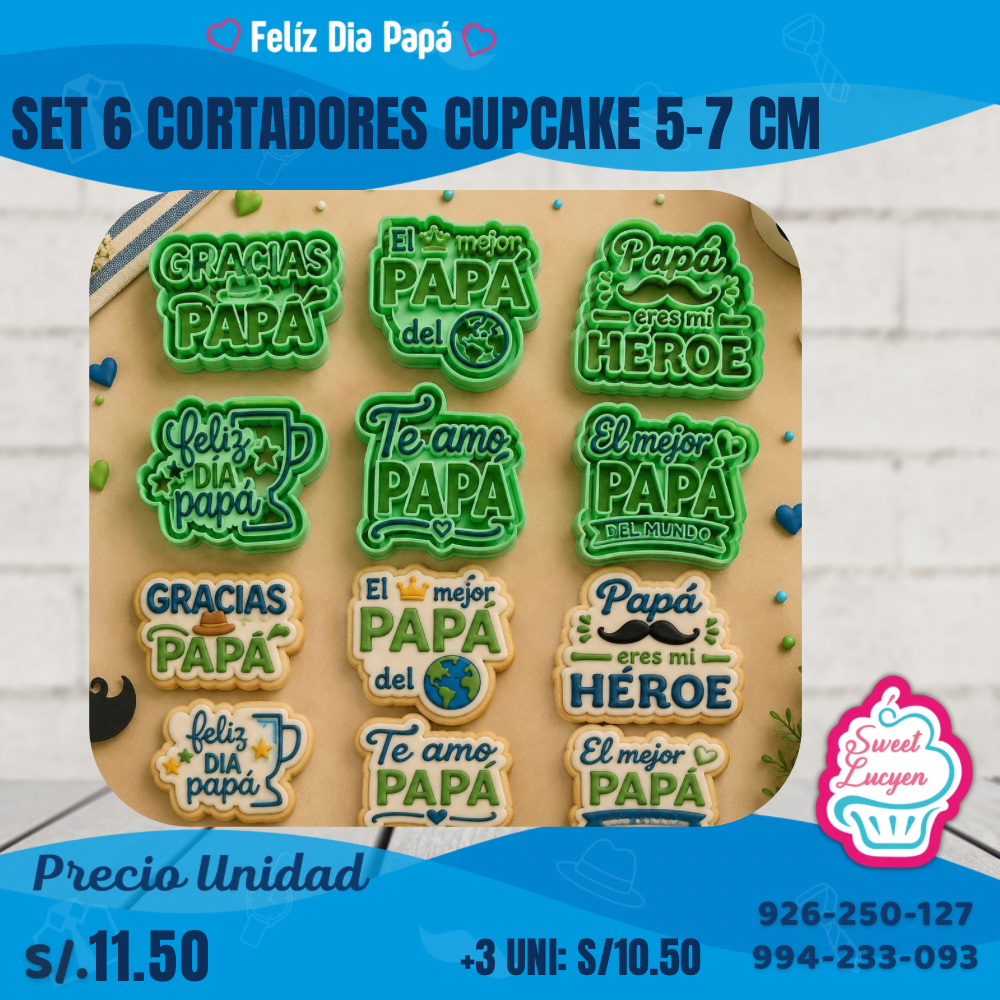 SET CORTADORES 6 PCS CUPCAKE FDP #20