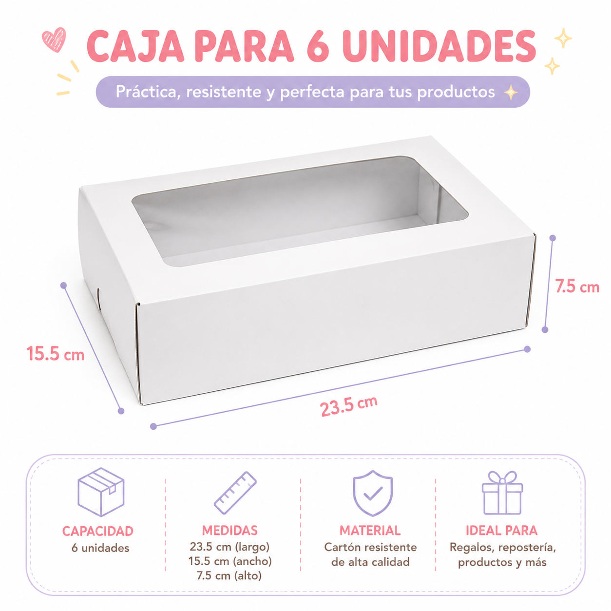 CAJA 6 CUPCAKE BLANCA INC NIDO CON VENTANA PAQUETE X6 UNIDADES