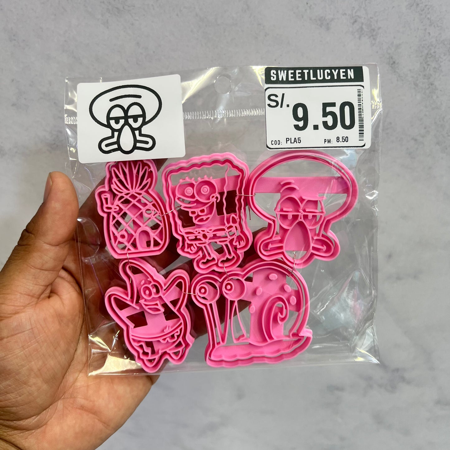Set 5 Cortadores 5-7 cm Bob Esponja