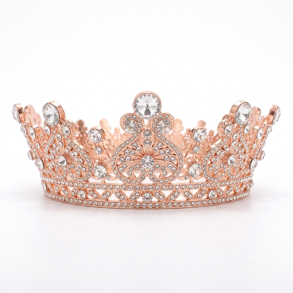 Corona 15 Cm Metal Blanco/Oro Rosa