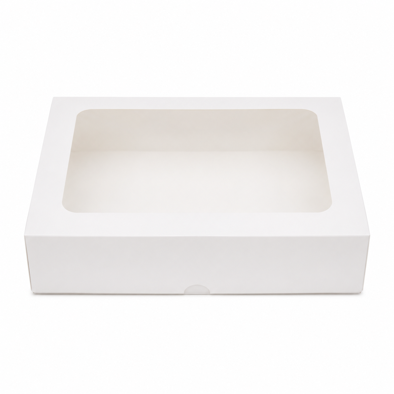CAJA BOCADITOS BLANCA CON VENTANA PAQUETE X6 UNIDADES