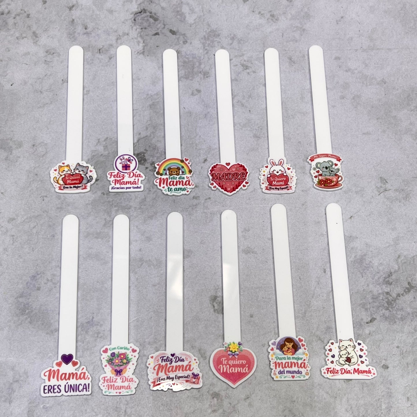 Set 12 Palitos Acrílicos Cakepop temática Día de la Madre