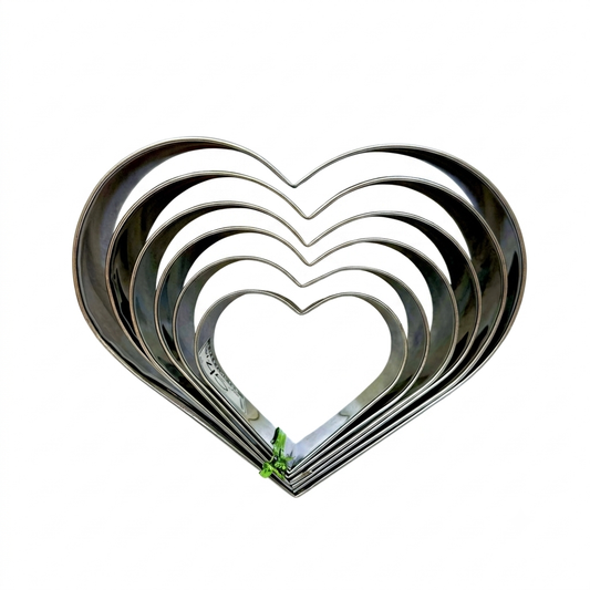 Set 6 Molde Corazón Acero 16-18-20-22-24-26 cm (6cm Altura)