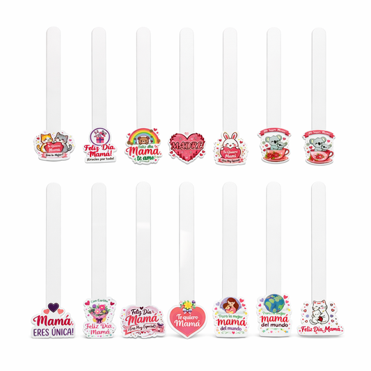 Set 12 Palitos Acrílicos Cakepop temática Día de la Madre