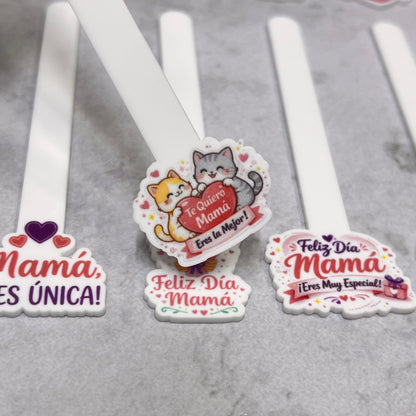 Set 12 Palitos Acrílicos Cakepop temática Día de la Madre