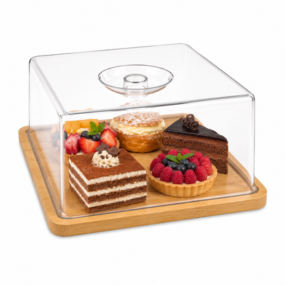 Porta Bocaditos/Postres Bambú/Policarbonato 22*22*12