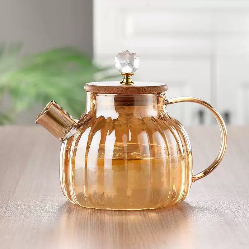 Set Tetera con Tazas y soporte Borosilicato/Bambú