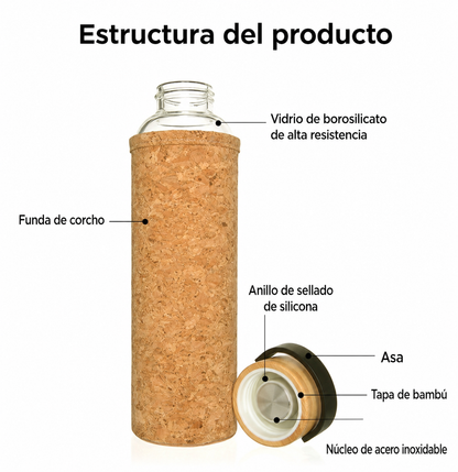 Tomatodo 800 Ml Vidrio Tapa Funda Bambú 20*20*12 Cm