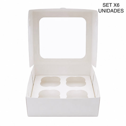 CAJA 4 CUPCAKE BLANCA INC NIDO CON VENTANA PAQUETE X6 UNIDADES