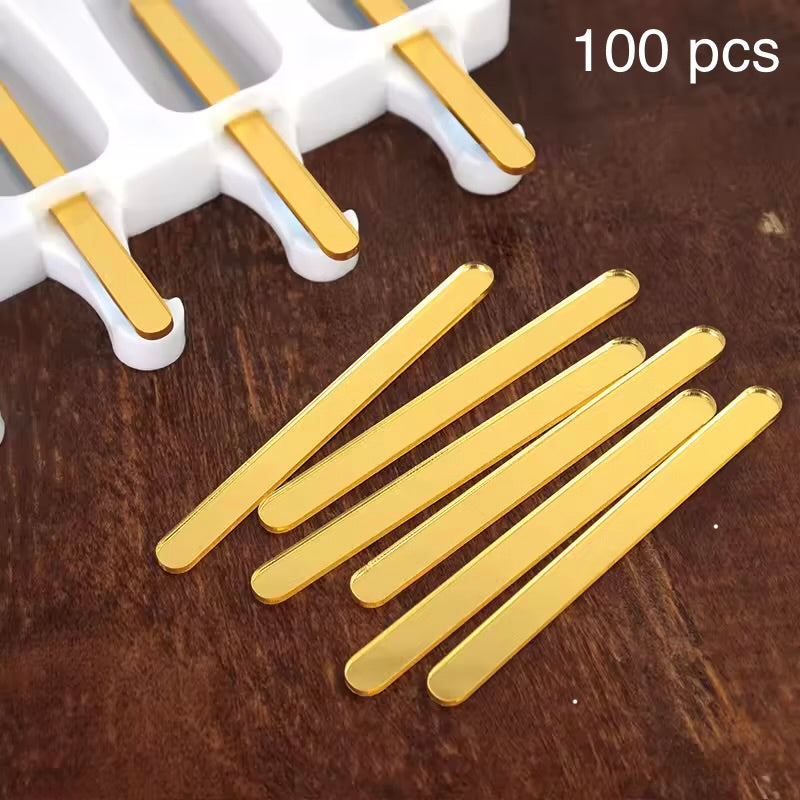 100 palitos acrílicos Dorados