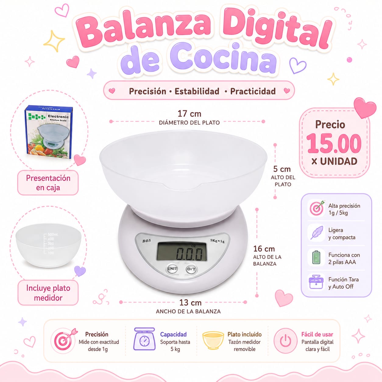 Balanza 5kg inc. Plato