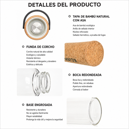 Tomatodo 800 Ml Vidrio Tapa Funda Bambú 20*20*12 Cm
