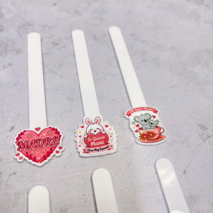 Set 12 Palitos Acrílicos Cakepop temática Día de la Madre