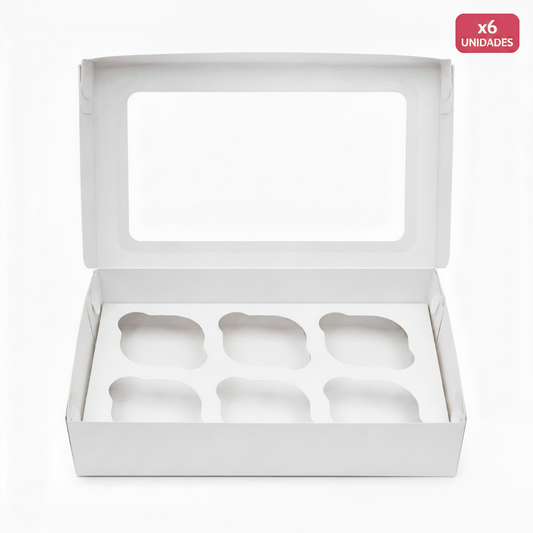 CAJA 6 CUPCAKE BLANCA INC NIDO CON VENTANA PAQUETE X6 UNIDADES