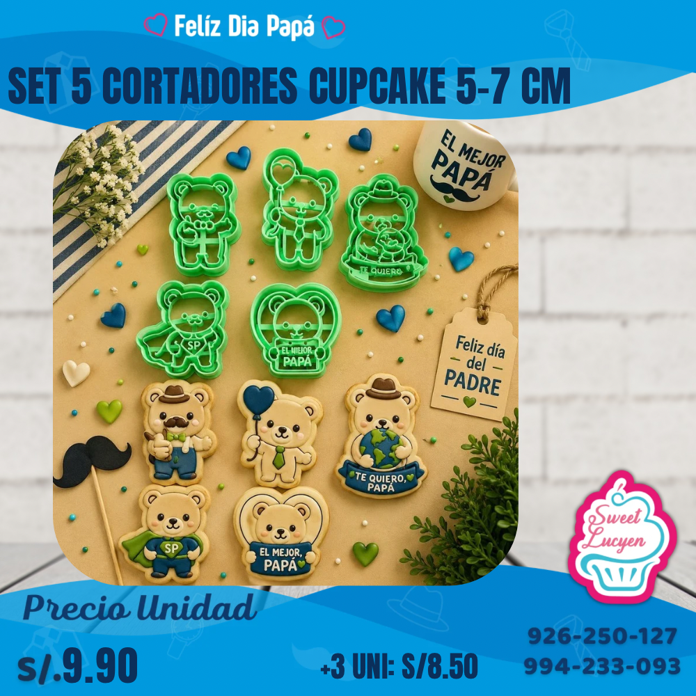 SET CORTADORES 5 PCS CUPCAKE FDP #16