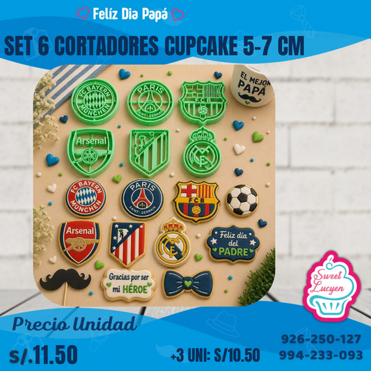 SET CORTADORES 6 PCS CUPCAKE FDP #19