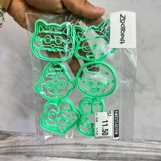 Set 6 Cortadores Zootopia 6-7 cm