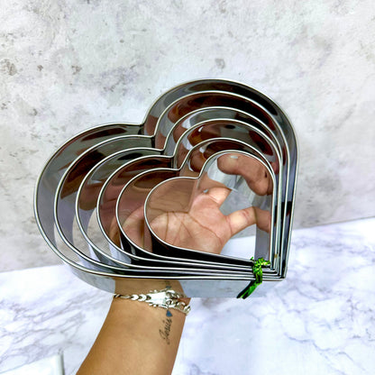 Set 6 Molde Corazón Acero 16-18-20-22-24-26 cm (6cm Altura)
