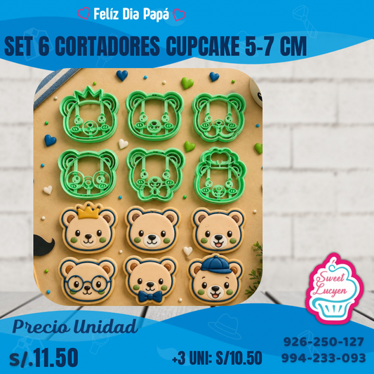 SET CORTADORES 6 PCS CUPCAKE FDP #18