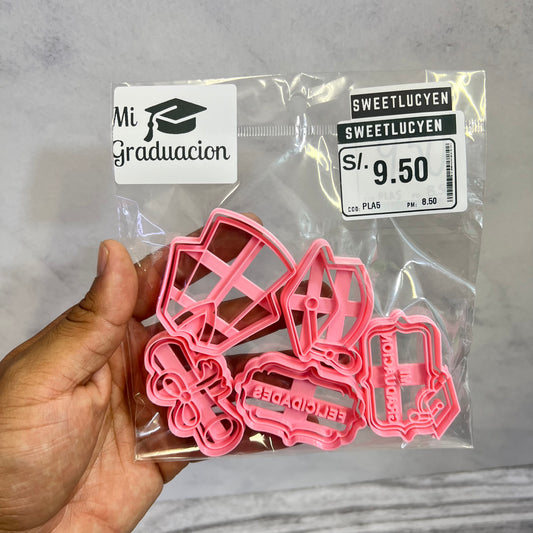 Set 5 Cortadores 5-7 cm Mi Graduación