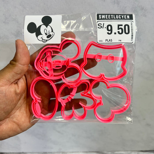 Set 5 Cortadores 5-7 cm Mickey Mousse