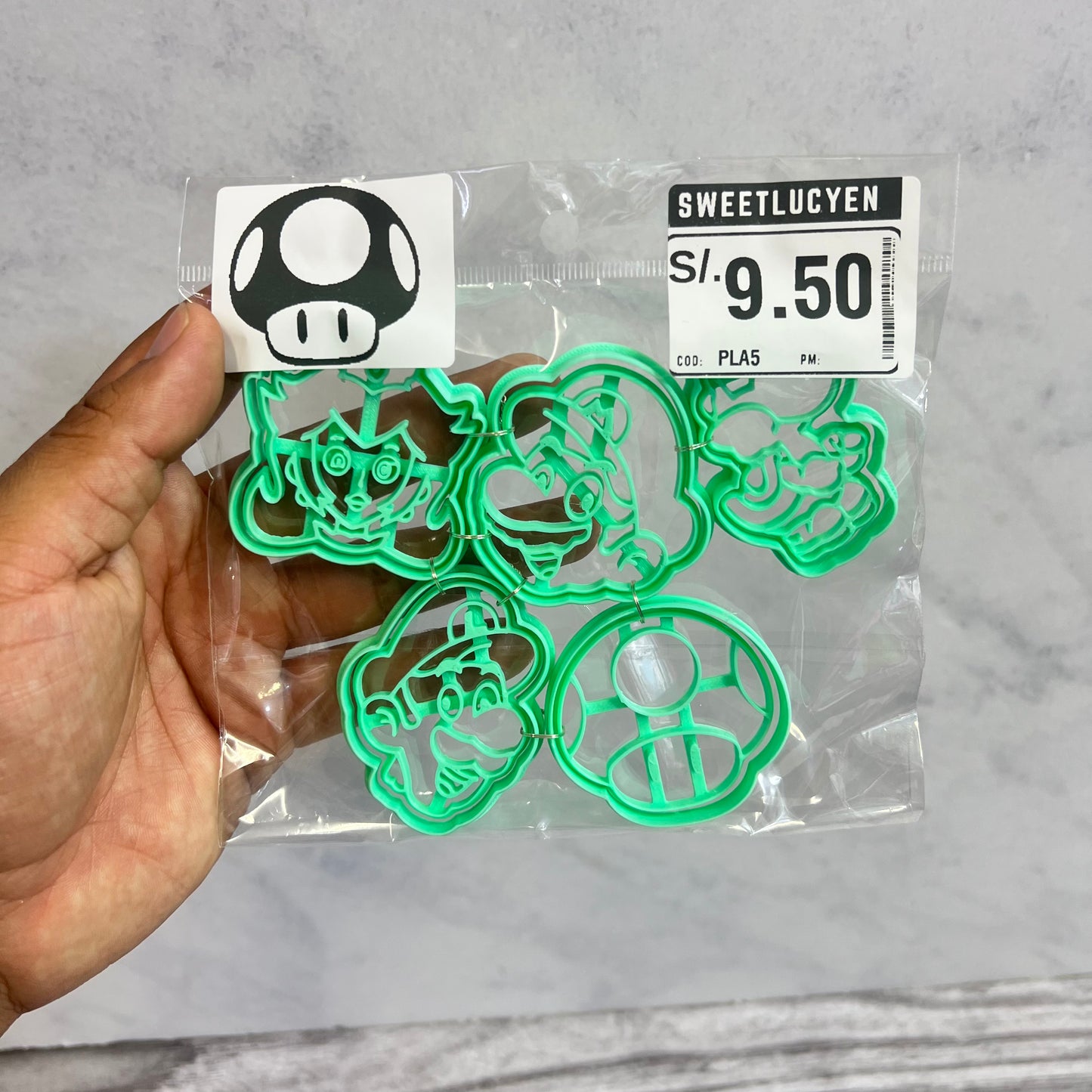 Set 5 Cortadores 5-7 cm Mario Bross