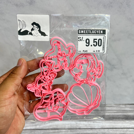 Set 5 Cortadores 5-7 cm La Sirenita