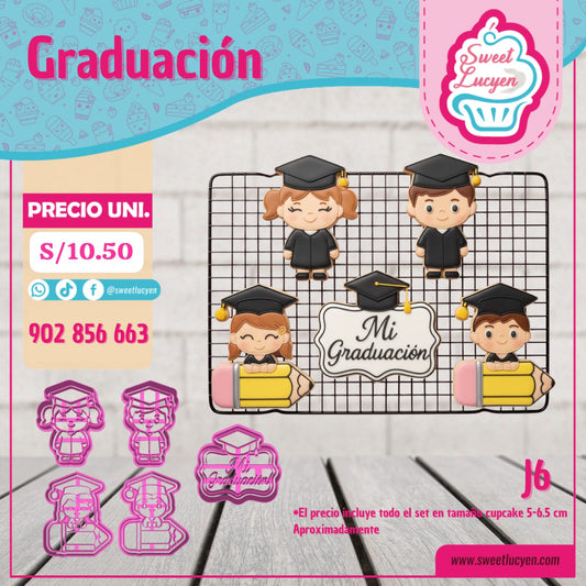 Set 5 cortadores Cupcake GRADUACION J6