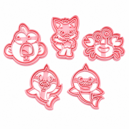 Set 5 Cortadores 5-7 cm Baby Shark