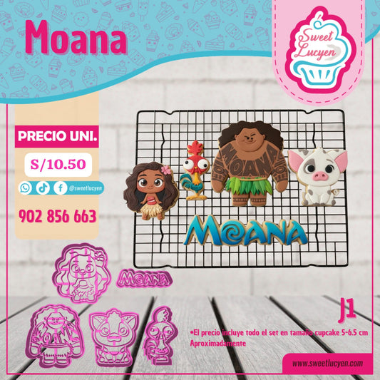 Set 5 cortadores Cupcake MOANA