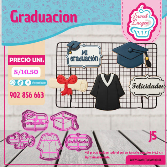 Set 5 cortadores Cupcake GRADUACION J5
