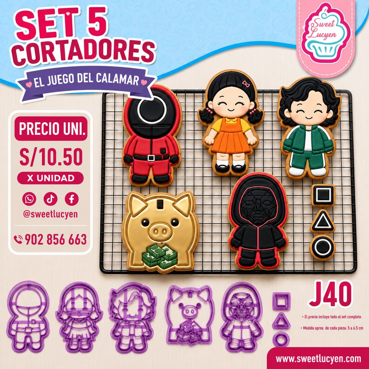 Set 5 cortadores Juego del Calamar